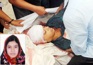 প্রেমিকের আঘাতে মৃত বরিশাল বিশ্ববিদ্যালয়ের ছাত্রী সাওদা, ইনসেটে সাওদা - ফাইল ফটো
