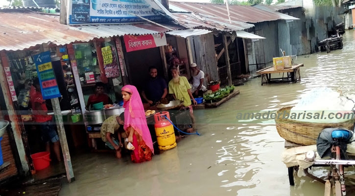 বরিশালে নদ-নদীর পানি বিপৎসীমার ওপরে