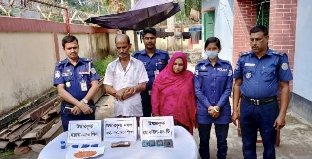 বামনায় যৌথবাহিনীর অভিযানে মাদক সম্রাজ্ঞী সালমাসহ আটক ২