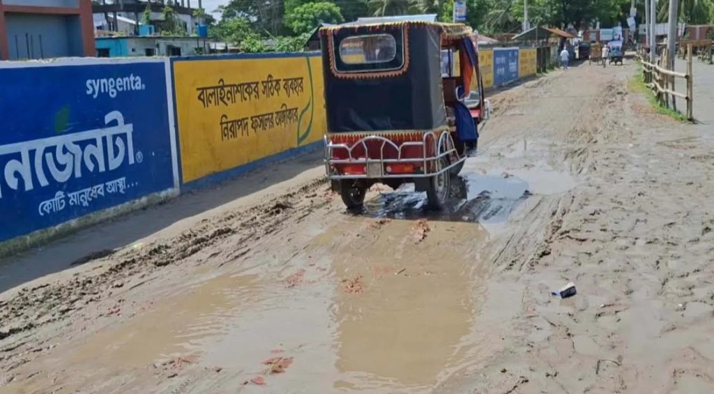 বাউফলে ১শ মিটার বেহাল সড়কে ৩০ হাজার মানুষের দুর্ভোগ