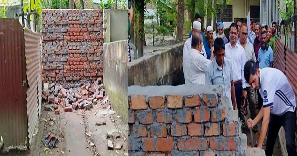 গৌরনদীতে আদালতের নির্দেশ অমান্য করে ২০টি পরিবারের রাস্তা বন্ধ