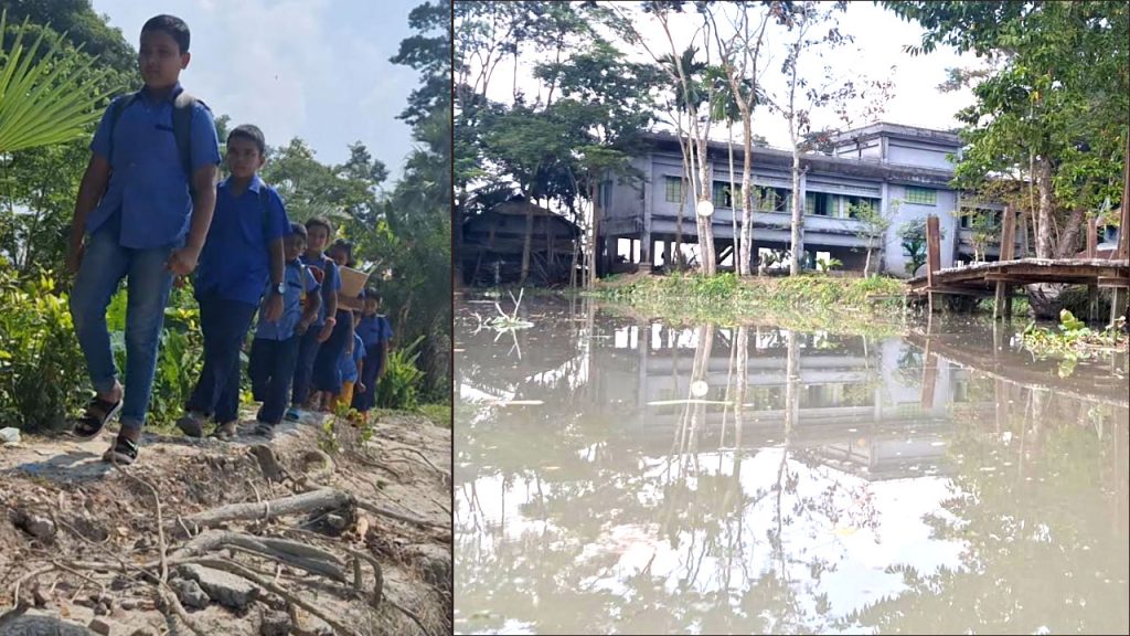 বিষখালীর ভাঙনে বিলীনের পথে বিদ্যালয়, ঝুঁকিতে শতাধিক শিক্ষার্থী বিষখালীর ভাঙনে বিলীনের পথে বিদ্যালয়, ঝুঁকিতে শতাধিক শিক্ষার্থী