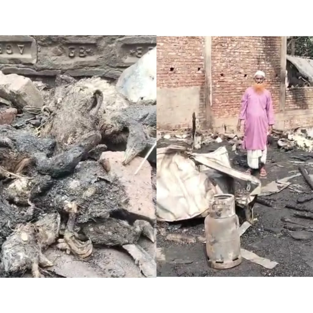 বাউফলে অগ্নিকান্ডে তিন দরিদ্র পরিবারের বসতঘর পুড়ে ছাই