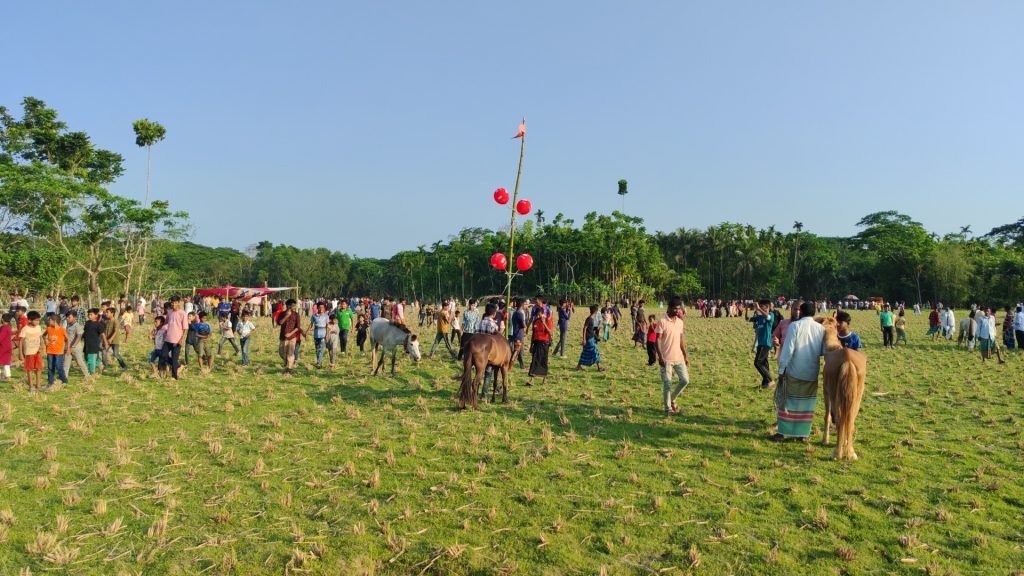 পবিত্র ঈদুল ফিতর উপলক্ষে ঝালকাঠির কাঠালিয়ায় ঐতিহ্যবাহী ঘোড়দৌঁড় অনুষ্ঠিত 