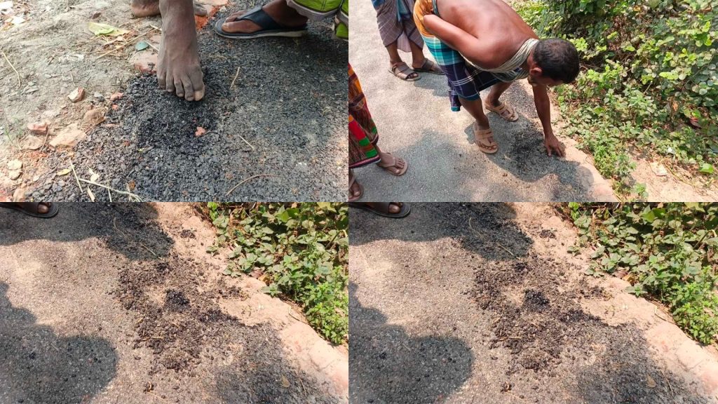 রাঙ্গাবালীতে ৭৮ লাখ টাকার নতুন সড়ক, হাতের খোঁচায় উঠে আসছে কার্পেটিং