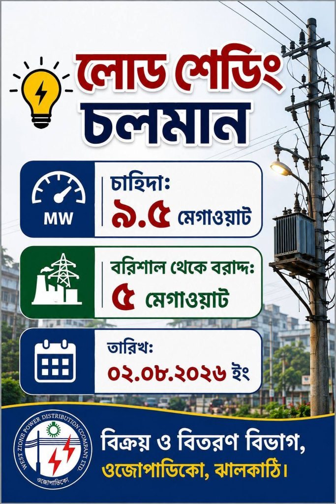 ঝালকাঠিতে অসহনীয় লোডশেডিং চলমান, চরম ভোগান্তিতে জনজীবন! ঝালকাঠিতে অসহনীয় লোডশেডিং চলমান, চরম ভোগান্তিতে জনজীবন!