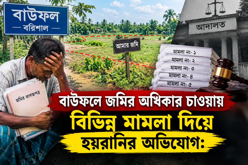 বাউফলে জমির অধিকার চাওয়ায় বিভিন্ন মামলা দিয়ে হয়রানির অভিযোগ